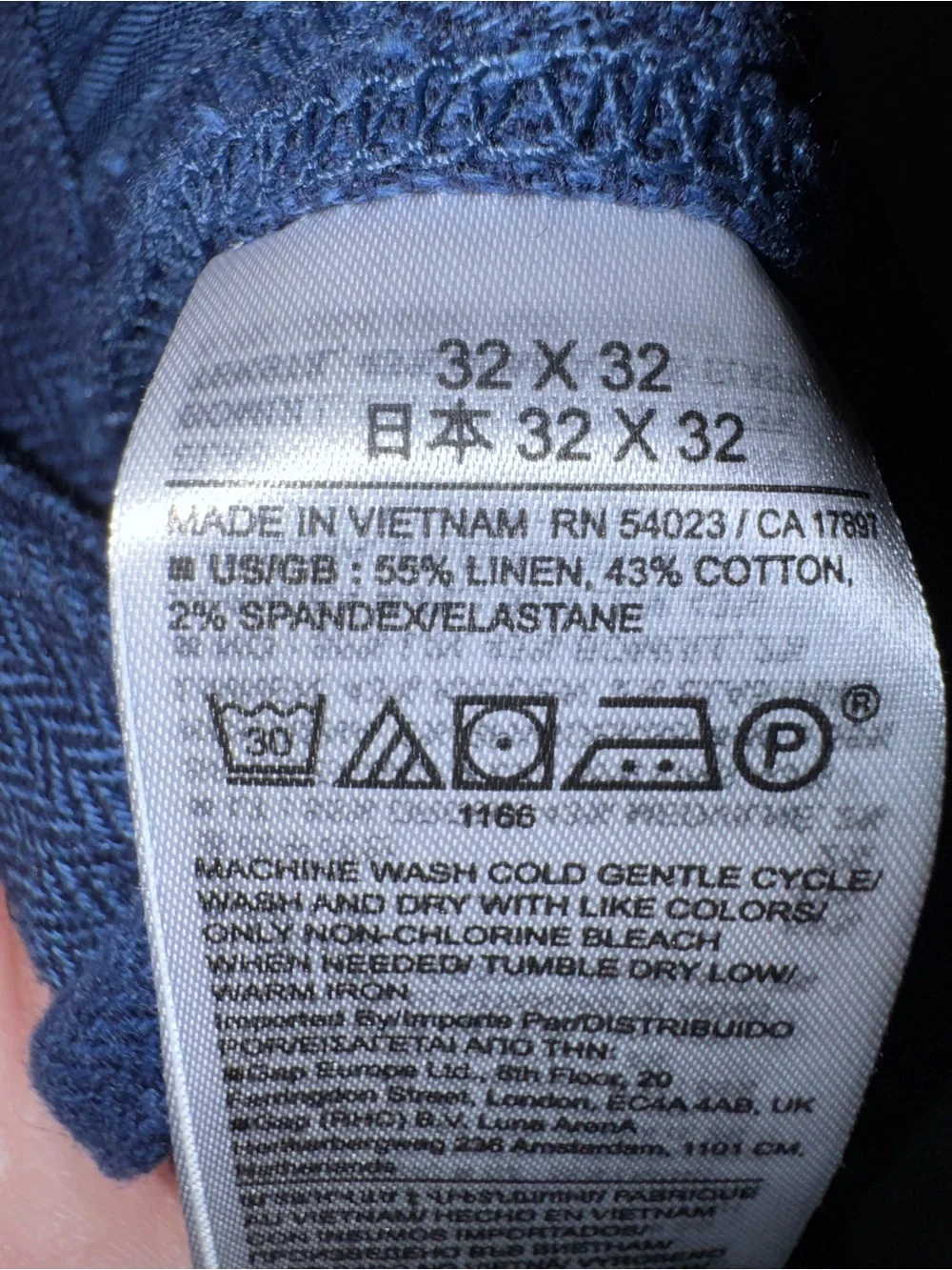 Banana Republic Tailored Fit Linen Blend Pants Men’s 32x32 Blue Casual